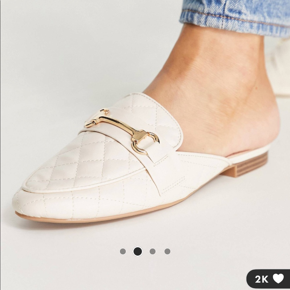 Cream Backless Loafers